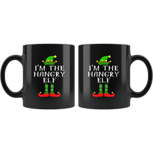 Load image into Gallery viewer, RobustCreative-Im The Hangry Elf Matching Family Christmas - 11oz Black Mug Christmas group green pjs costume Gift Idea
