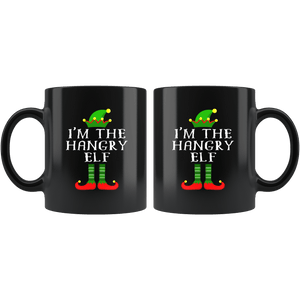 RobustCreative-Im The Hangry Elf Matching Family Christmas - 11oz Black Mug Christmas group green pjs costume Gift Idea