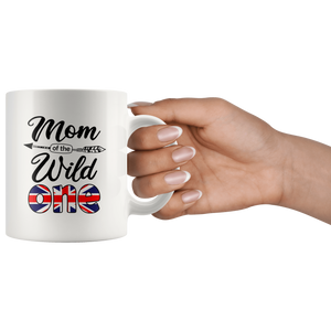 RobustCreative-British Mom of the Wild One Birthday Great Britain Flag White 11oz Mug Gift Idea