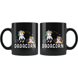 RobustCreative-Dadacorn Unicorn Dad Man Fitness Gym Fathers Day Black 11oz Mug Gift Idea