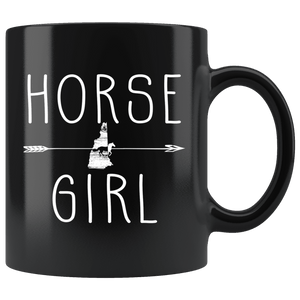 RobustCreative-New Hampshire Horse Girl Hampshirite Shape Country for women - 11oz Black Mug Racing Lover Gift Idea