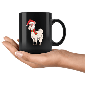 RobustCreative-Llama Dabbing Santa Hipster Glasses Alpaca Lover Santas Hat - 11oz Black Mug Christmas gift idea Gift Idea