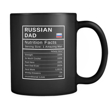 Load image into Gallery viewer, RobustCreative-Russian Dad, Nutrition Facts Fathers Day Hero Gift - Russian Pride 11oz Funny Black Coffee Mug - Real Russia Hero Papa National Heritage - Friends Gift - Both Sides Printed
