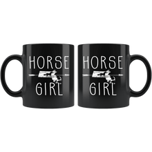 Load image into Gallery viewer, RobustCreative-Massachusetts Horse Girl Gifts Massachusettsan Shape Country for women - 11oz Black Mug Racing Lover Gift Idea
