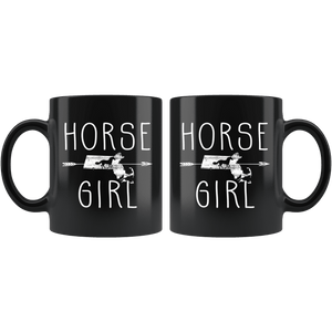 RobustCreative-Massachusetts Horse Girl Gifts Massachusettsan Shape Country for women - 11oz Black Mug Racing Lover Gift Idea