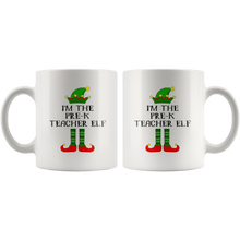 Load image into Gallery viewer, RobustCreative-Im The Pre-K Teacher Elf Christmas Teaching&#39;s - 11oz White Mug I Just Really Like to Teach Cute Tiny Humans Gift Idea
