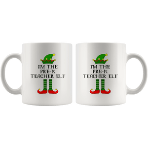 RobustCreative-Im The Pre-K Teacher Elf Christmas Teaching's - 11oz White Mug I Just Really Like to Teach Cute Tiny Humans Gift Idea