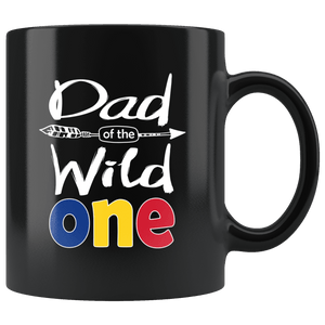 RobustCreative-Romanian Dad of the Wild One Birthday Romania Flag Black 11oz Mug Gift Idea