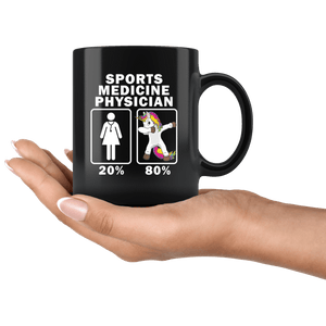 RobustCreative-Sports Medicine Physician Dabbing Unicorn 80 20 Principle Superhero Girl Womens - 11oz Black Mug Medical Personnel Gift Idea