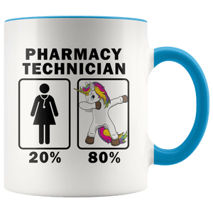 RobustCreative-Pharmacy Technician Dabbing Unicorn 80 20 Principle Superhero Girl Womens - 11oz Accent Mug Medical Personnel Gift Idea