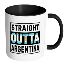 Load image into Gallery viewer, RobustCreative-Straight Outta Argentina - Argentinian Flag 11oz Funny Black &amp; White Coffee Mug - Independence Day Family Heritage - Women Men Friends Gift - Both Sides Printed (Distressed)
