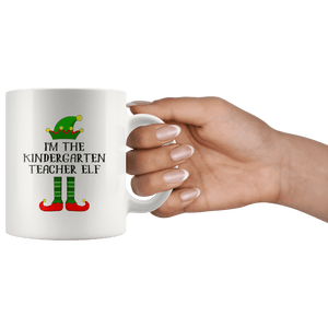 RobustCreative-Im The Kindergarten Teacher Elf Christmas Teaching's - 11oz White Mug I Just Really Like to Teach Cute Tiny Humans Gift Idea