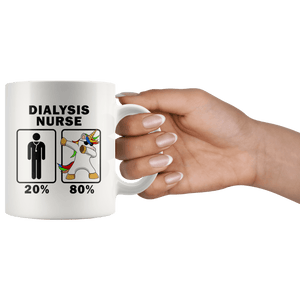 RobustCreative-Dialysis Nurse Dabbing Unicorn 80 20 Principle Graduation Gift Mens - 11oz White Mug Medical Personnel Gift Idea