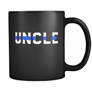 RobustCreative-Police Officer Uncle patriotic Trooper Cop Thin Blue Line  Law Enforcement Officer 11oz Black Coffee Mug ~ Both Sides Printed