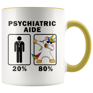 RobustCreative-Psychiatric Aide Dabbing Unicorn 80 20 Principle Graduation Gift Mens - 11oz Accent Mug Medical Personnel Gift Idea