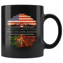 Load image into Gallery viewer, RobustCreative-Portuguese Roots American Grown Fathers Day Gift - Portuguese Pride 11oz Funny Black Coffee Mug - Real Portugal Hero Flag Papa National Heritage - Friends Gift - Both Sides Printed

