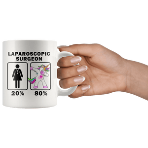 RobustCreative-Laparoscopic Surgeon Dabbing Unicorn 20 80 Principle Superhero Girl Womens - 11oz White Mug Medical Personnel Gift Idea