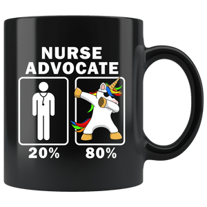 RobustCreative-Nurse Advocate Dabbing Unicorn 80 20 Principle Graduation Gift Mens - 11oz Black Mug Medical Personnel Gift Idea