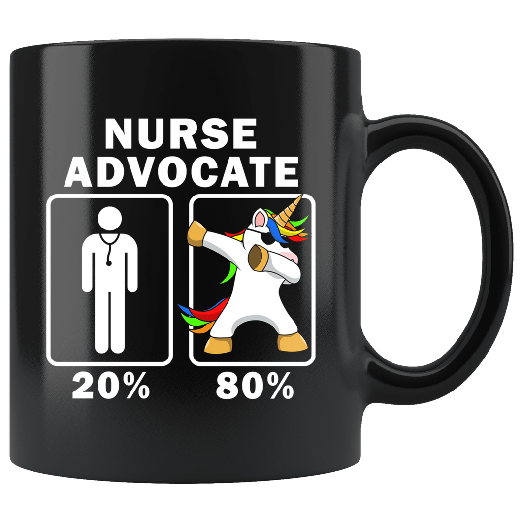 RobustCreative-Nurse Advocate Dabbing Unicorn 80 20 Principle Graduation Gift Mens - 11oz Black Mug Medical Personnel Gift Idea
