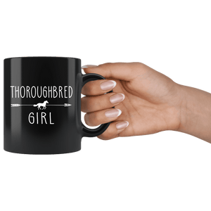 RobustCreative-Thoroughbred Horse Girl Gifts Horses Lover Riding Racing - 11oz Black Mug Racing Lover Gift Idea