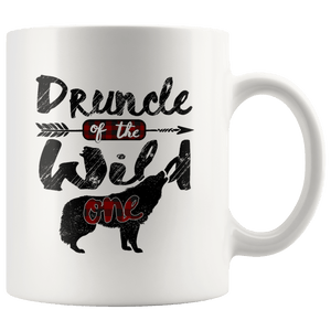 RobustCreative-Strong Druncle of the Wild One Wolf 1st Birthday Wolves - 11oz White Mug plaid pajamas Gift Idea