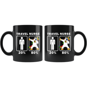 RobustCreative-Travel Nurse Dabbing Unicorn 80 20 Principle Graduation Gift Mens - 11oz Black Mug Medical Personnel Gift Idea