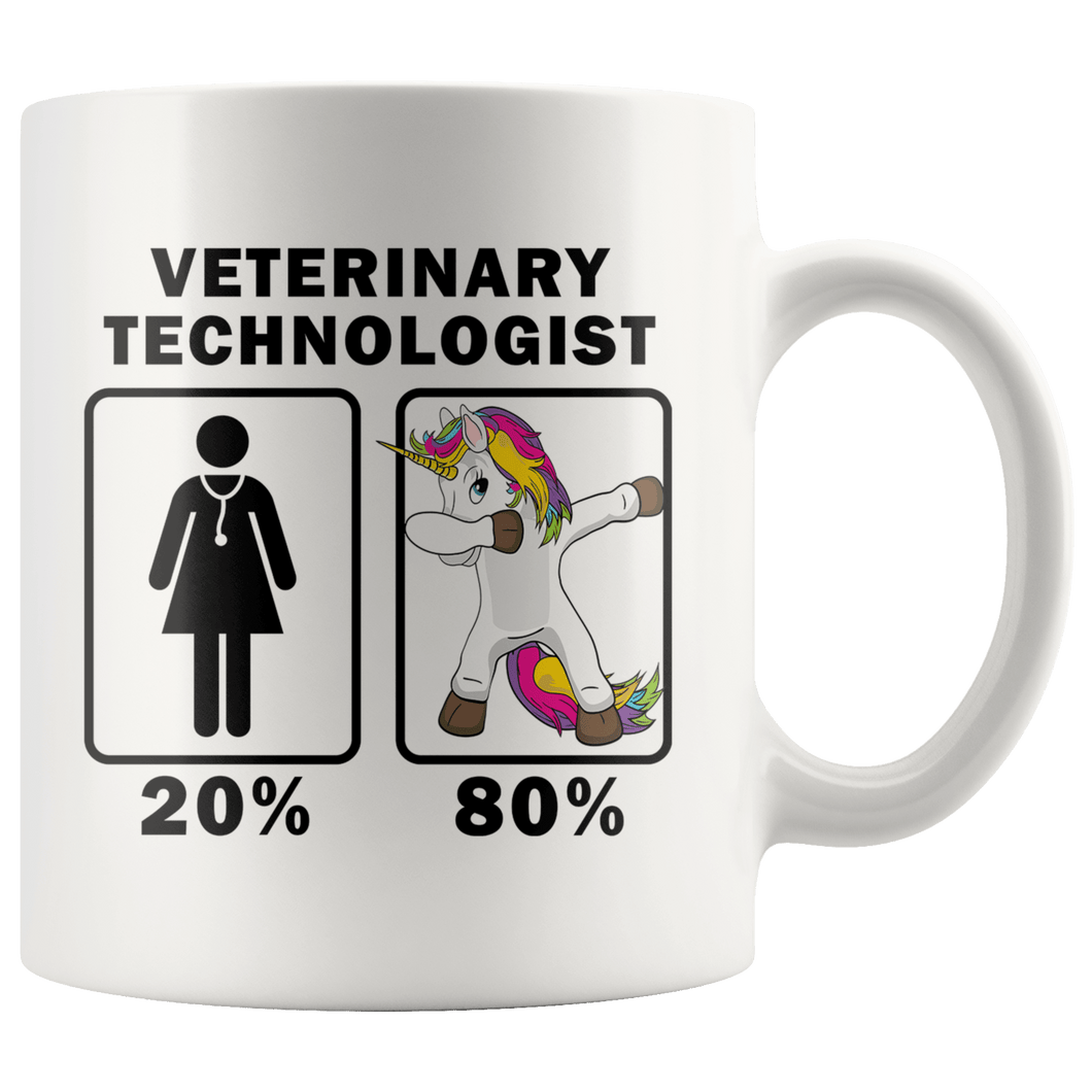 RobustCreative-Veterinary Technologist Dabbing Unicorn 80 20 Principle Superhero Girl Womens - 11oz White Mug Medical Personnel Gift Idea