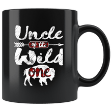 Load image into Gallery viewer, RobustCreative-Uncle of the Wild One American Bison Buffalo Plaid - 11oz Black Mug plaid pajamas Gift Idea
