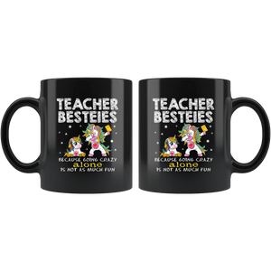 RobustCreative-Cute Kawaii Unicorn Teacher Besties Going Crazy Black 11oz Mug Gift Idea