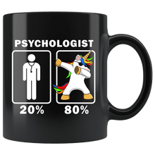 Load image into Gallery viewer, RobustCreative-Psychologist Dabbing Unicorn 80 20 Principle Graduation Gift Mens - 11oz Black Mug Medical Personnel Gift Idea
