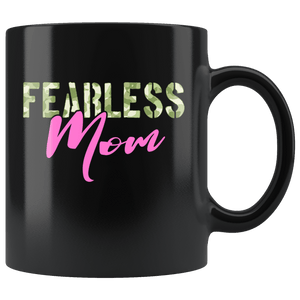 RobustCreative-Fearless Mom Camo Hard Charger Veterans Day - Military Family 11oz Black Mug Retired or Deployed support troops Gift Idea - Both Sides Printed