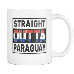 RobustCreative-Straight Outta Paraguay - Paraguayan Flag 11oz Funny White Coffee Mug - Independence Day Family Heritage - Women Men Friends Gift - Both Sides Printed (Distressed)