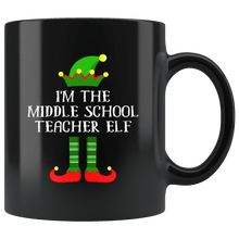 Load image into Gallery viewer, RobustCreative-Im The Middle School Teacher Elf Christmas Teaching&#39;s - 11oz Black Mug I Just Really Like to Teach Cute Tiny Humans Gift Idea
