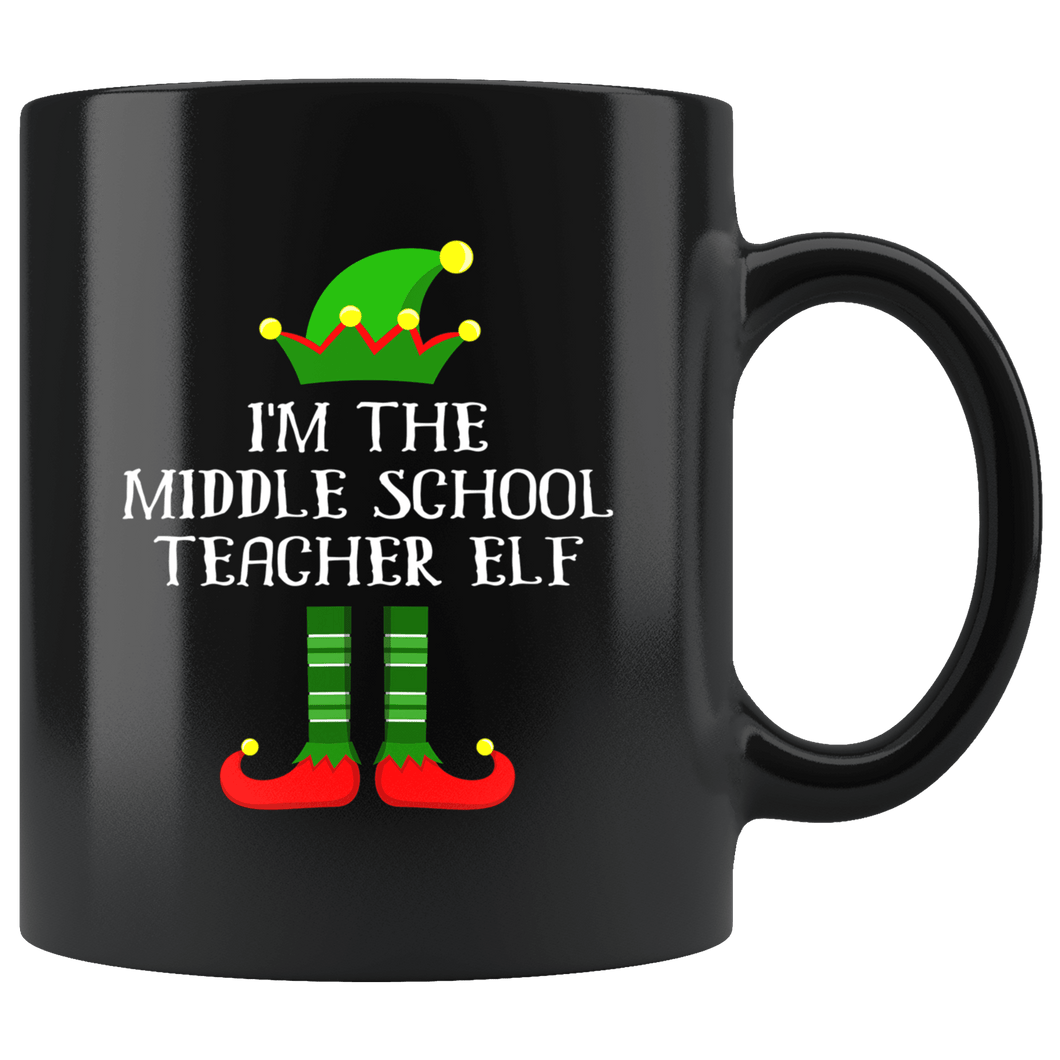 RobustCreative-Im The Middle School Teacher Elf Christmas Teaching's - 11oz Black Mug I Just Really Like to Teach Cute Tiny Humans Gift Idea