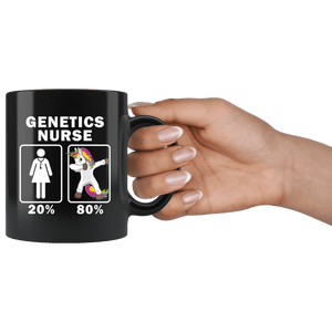 RobustCreative-Genetics Nurse Dabbing Unicorn 80 20 Principle Superhero Girl Womens - 11oz Black Mug Medical Personnel Gift Idea