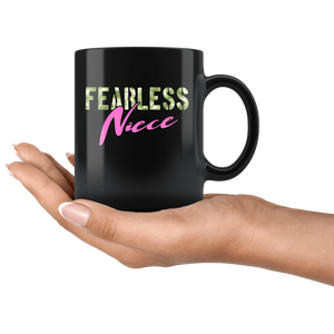 RobustCreative-Fearless Niece Camo Hard Charger Veterans Day - Military Family 11oz Black Mug Retired or Deployed support troops Gift Idea - Both Sides Printed