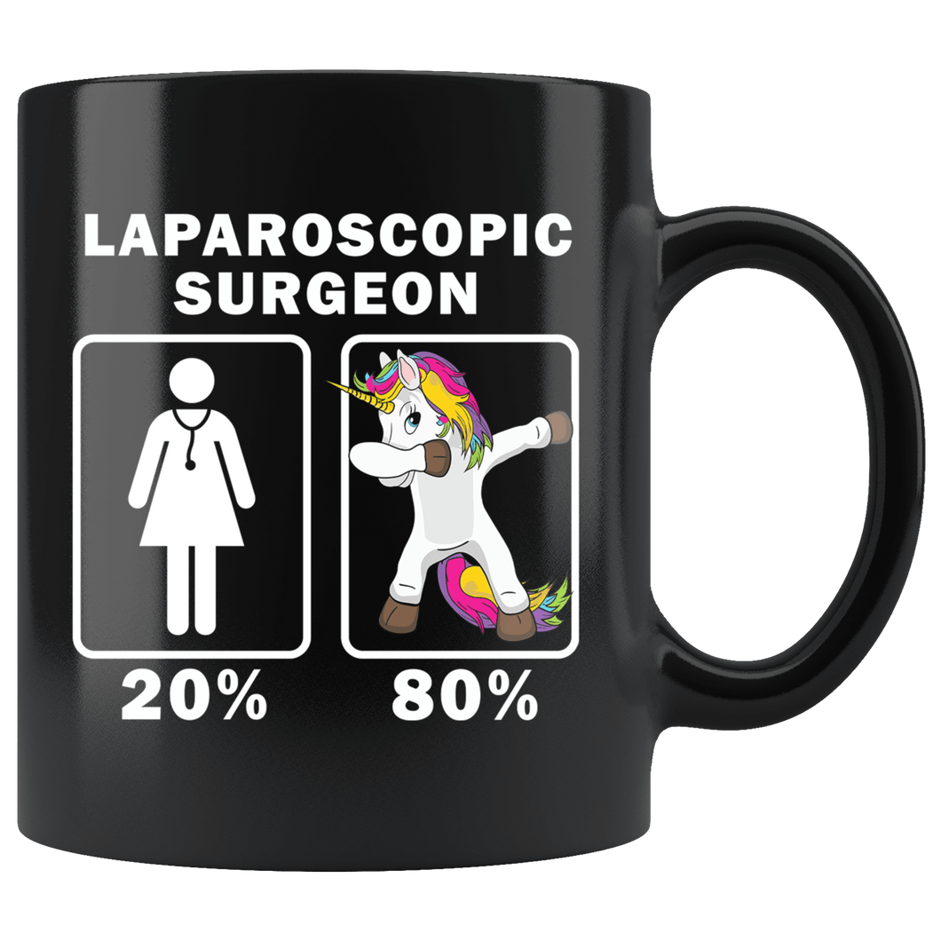 RobustCreative-Laparoscopic Surgeon Dabbing Unicorn 80 20 Principle Superhero Girl Womens - 11oz Black Mug Medical Personnel Gift Idea