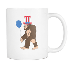 Load image into Gallery viewer, RobustCreative-Bigfoot Sasquatch Baloon - 4th of July American Pride Apparel - Merica USA Pride - 11oz White Funny Coffee Mug Women Men Friends Gift ~ Both Sides Printed
