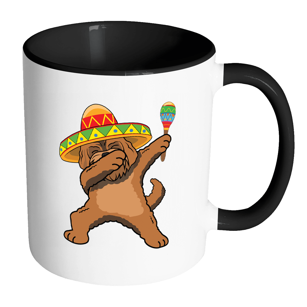 RobustCreative-Dabbing Goldendoodle Dog in Sombrero - Cinco De Mayo Mexican Fiesta - Dab Dance Mexico Party - 11oz Black & White Funny Coffee Mug Women Men Friends Gift ~ Both Sides Printed