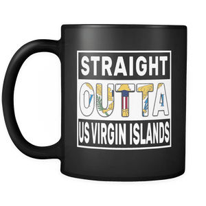 RobustCreative-Straight Outta US Virgin Islands - Virgin Islander Flag 11oz Funny Black Coffee Mug - Independence Day Family Heritage - Women Men Friends Gift - Both Sides Printed (Distressed)