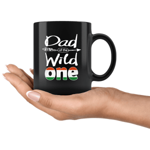 RobustCreative-Hungarian Dad of the Wild One Birthday Hungary Flag Black 11oz Mug Gift Idea