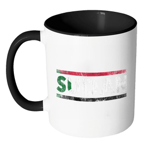 RobustCreative-Retro Vintage Flag National Pride Sudan 11oz Black & White Coffee Mug ~ Both Sides Printed
