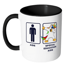 Load image into Gallery viewer, RobustCreative-Special Education Aide Dabbing Unicorn - Teacher Appreciation 11oz Funny Black &amp; White Coffee Mug - Graduation First Last Day Teaching Students - Friends Gift - Both Sides Printed
