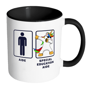 RobustCreative-Special Education Aide Dabbing Unicorn - Teacher Appreciation 11oz Funny Black & White Coffee Mug - Graduation First Last Day Teaching Students - Friends Gift - Both Sides Printed