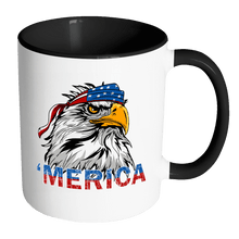 Load image into Gallery viewer, RobustCreative-Merica Eagle Mullet - Merica 11oz Funny Black &amp; White Coffee Mug - American Flag 4th of July Independence Day - Women Men Friends Gift - Both Sides Printed (Distressed)
