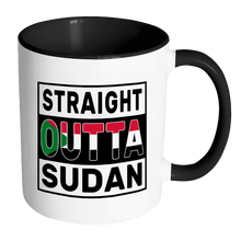 Load image into Gallery viewer, RobustCreative-Straight Outta Sudan - Sudanese Flag 11oz Funny Black &amp; White Coffee Mug - Independence Day Family Heritage - Women Men Friends Gift - Both Sides Printed (Distressed)
