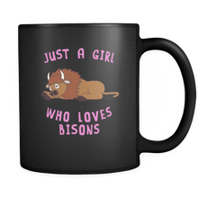 Load image into Gallery viewer, RobustCreative-Just a Girl Who Loves Bisons: black Mug both sides printed Animal Spirit
