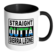 Load image into Gallery viewer, RobustCreative-Straight Outta Sierra Leone - Sierra Leonean Flag 11oz Funny Black &amp; White Coffee Mug - Independence Day Family Heritage - Women Men Friends Gift - Both Sides Printed (Distressed)
