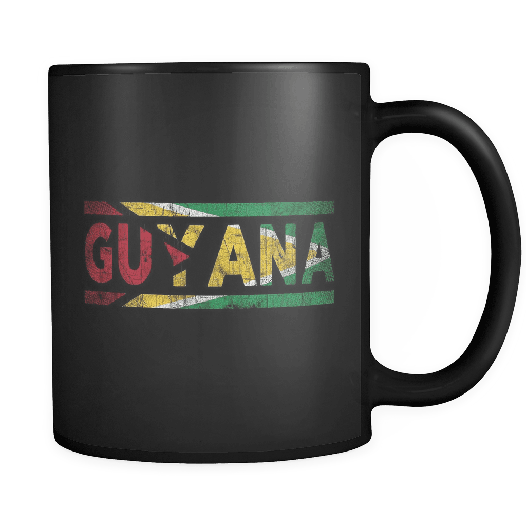 RobustCreative-Retro Vintage Flag Guyanese Guyana 11oz Black Coffee Mug ~ Both Sides Printed