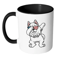 Load image into Gallery viewer, RobustCreative-Dabbing Samoyed Dog America Flag - Patriotic Merica Murica Pride - 4th of July USA Independence Day - 11oz Black &amp; White Funny Coffee Mug Women Men Friends Gift ~ Both Sides Printed
